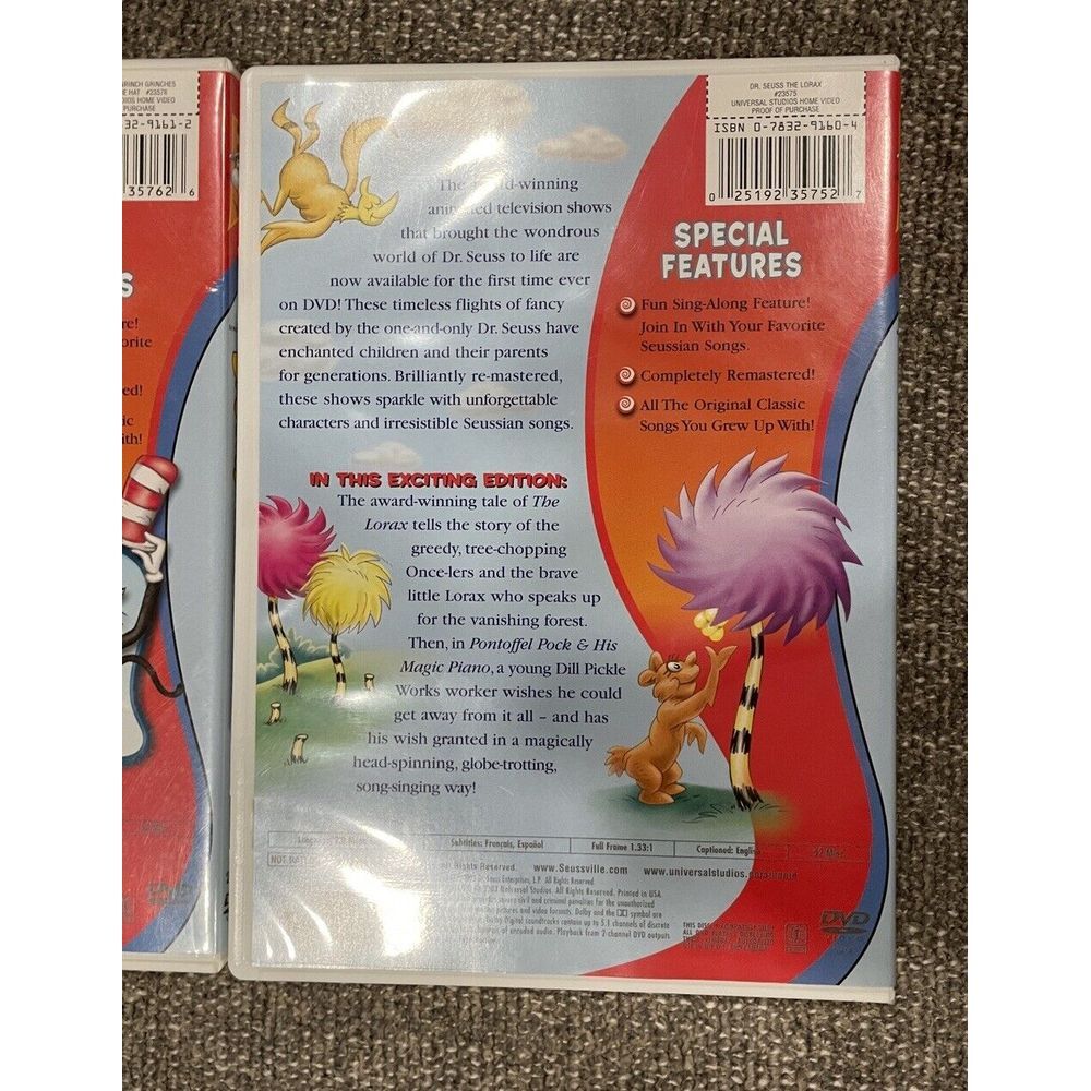 Lot Dr Seuss Grinch Grinches the Cat in the Hat & The Lorax (DVD) GUC - Picture 6 of 7